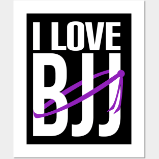 I love bjj - brazilian jiu jitsu purple belt Posters and Art